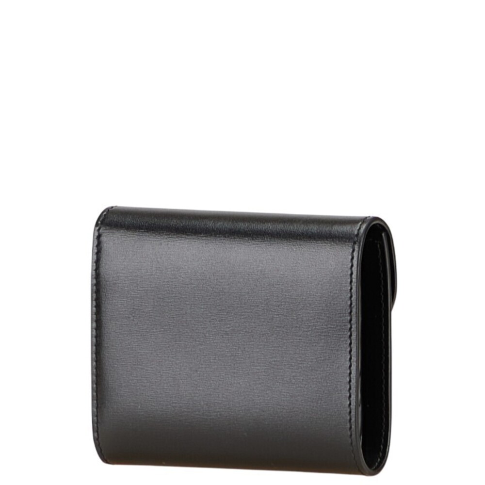 Celine Leather fold Black Tri Triomphe Wallet